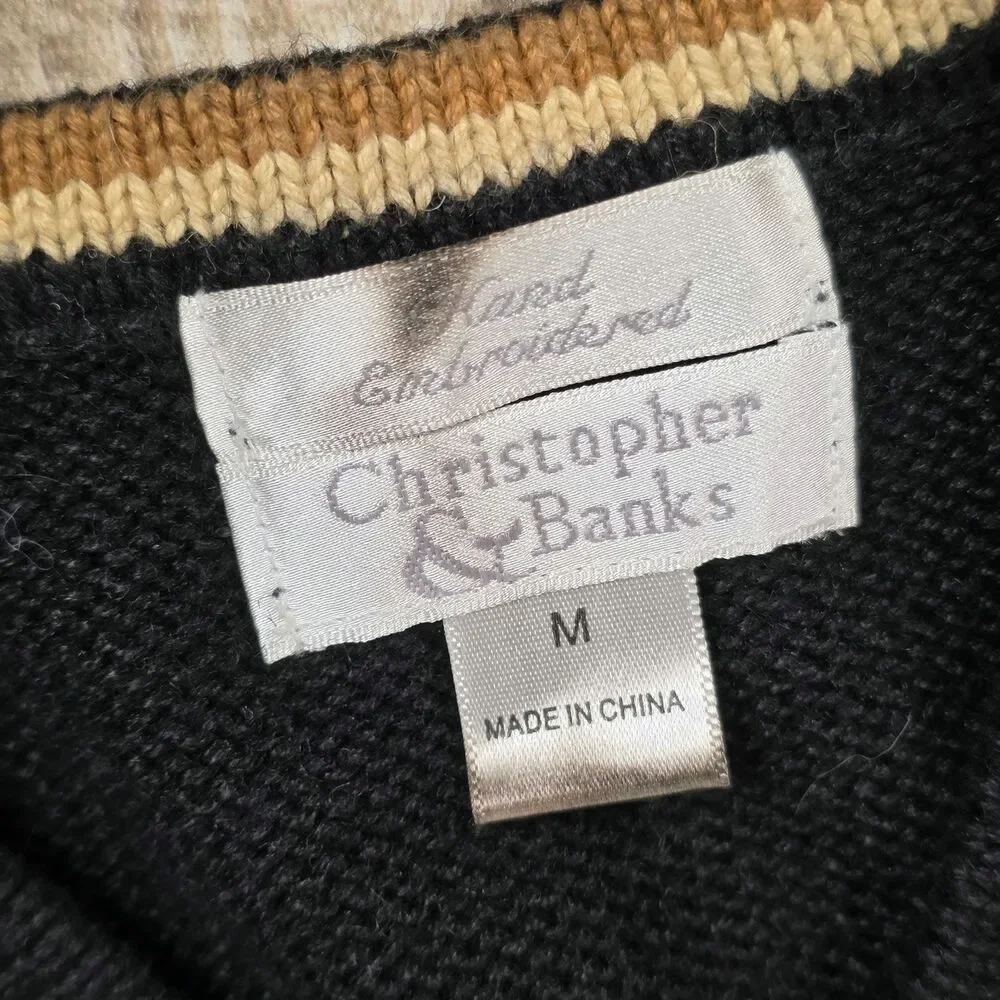 Vintage Sweater Vest Hand Embroidered Leaf Nature Y2k Size Medium Cottagecore